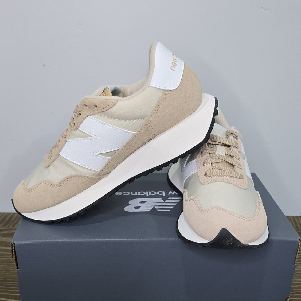 New Balance Tan and White Athletic Shoes